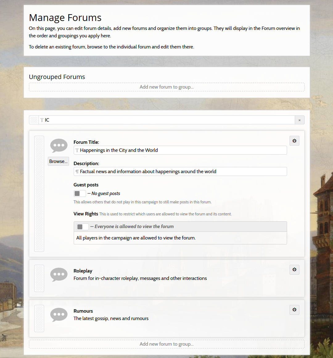 Manage Forums