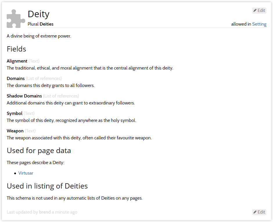 New Deity schema page
